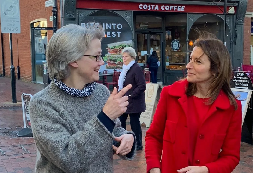 Lib Dems say they were stopped by officials from handing out leaflets at Ely Market explaining proposals for a 20mph speed limit throughout the city. Cllr Anna Bailey, leader of East Cambs Council (pictured here with Lucy Frazer MP) denies any such ban has taken place.