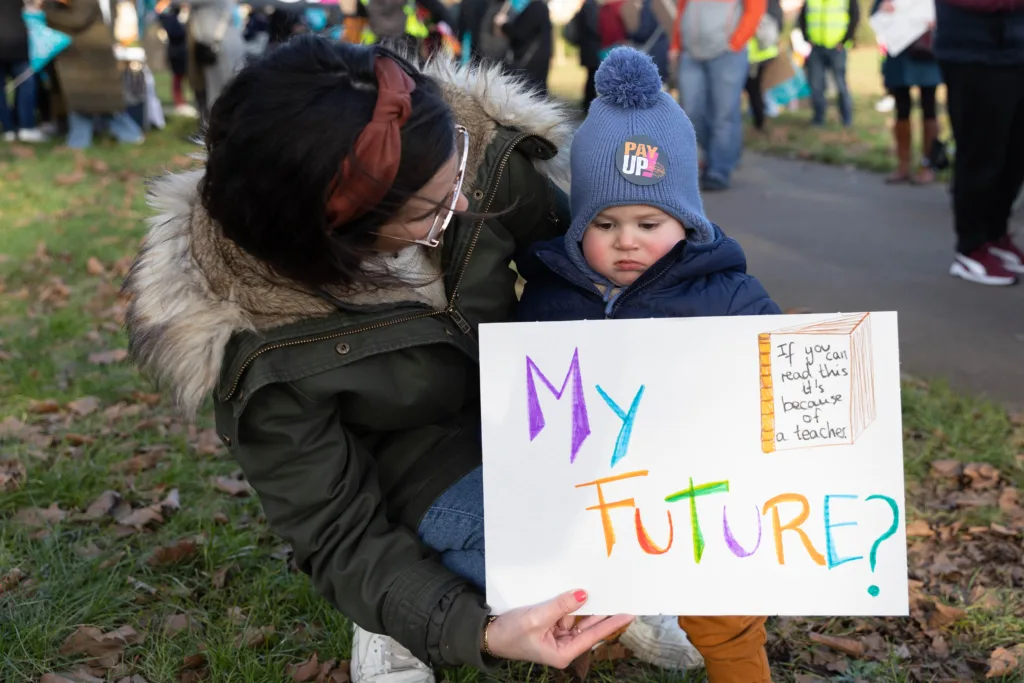 Day of protest by Peterborough teachers who joined a march to protest about pay and conditions; other unions and supporters joined them. PHOTO: Terry Harris