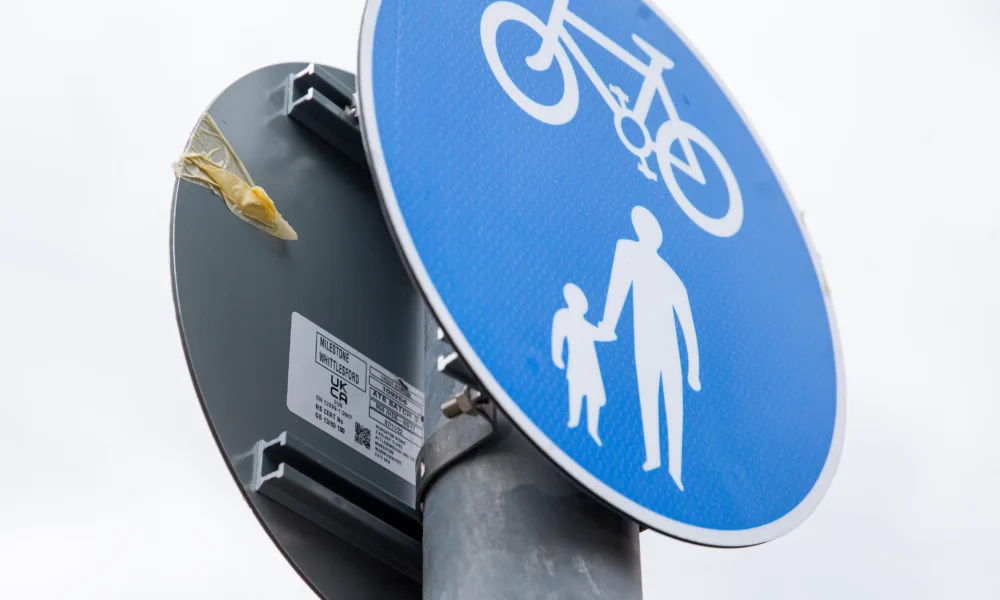 A sign made in 2022 has now been installed near to where Celia Ward, 77, fell of her cycle into the path of an oncoming car and was killed. But what sign indicating dual cycle/pedestrian use was there when the incident happened in 2020? Nursery Road, Huntingdon, Saturday 04 March 2023. Picture by Terry Harris