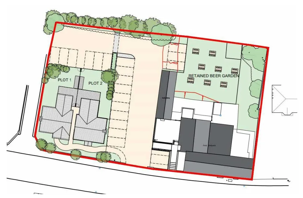 The Crown Inn at Fordham was a public house until recently but planning permission was granted for a change of use to an Indian restaurant in February 2021. Now the owners have won the right to build two homes within the car park.