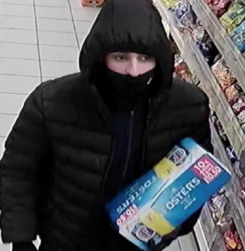 Do you recognise this man? The image has been released by Cambridgeshire Police looking for two suspects following an attempted robbery at a Peterborough store. 
