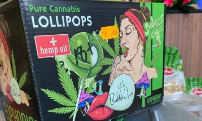 Cannabis lollipops were seized and tests later showed they contained Tetrahydrocannabinol (THC), a cannabinol derivative and component of cannabis-related material.