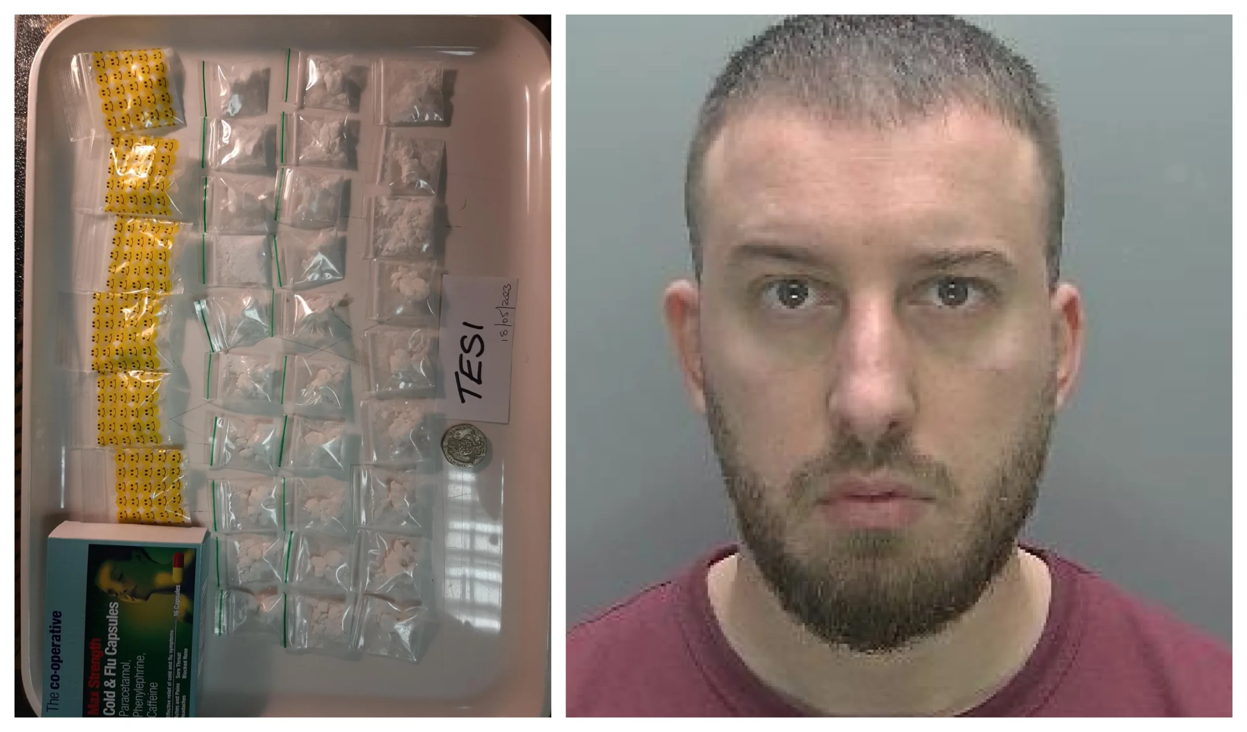 Drug dealer Leonard Seferi was caught with 35 bags of cocaine, worth more than £1,850, hidden in a paracetamol packet and a second sim card in his pocket.