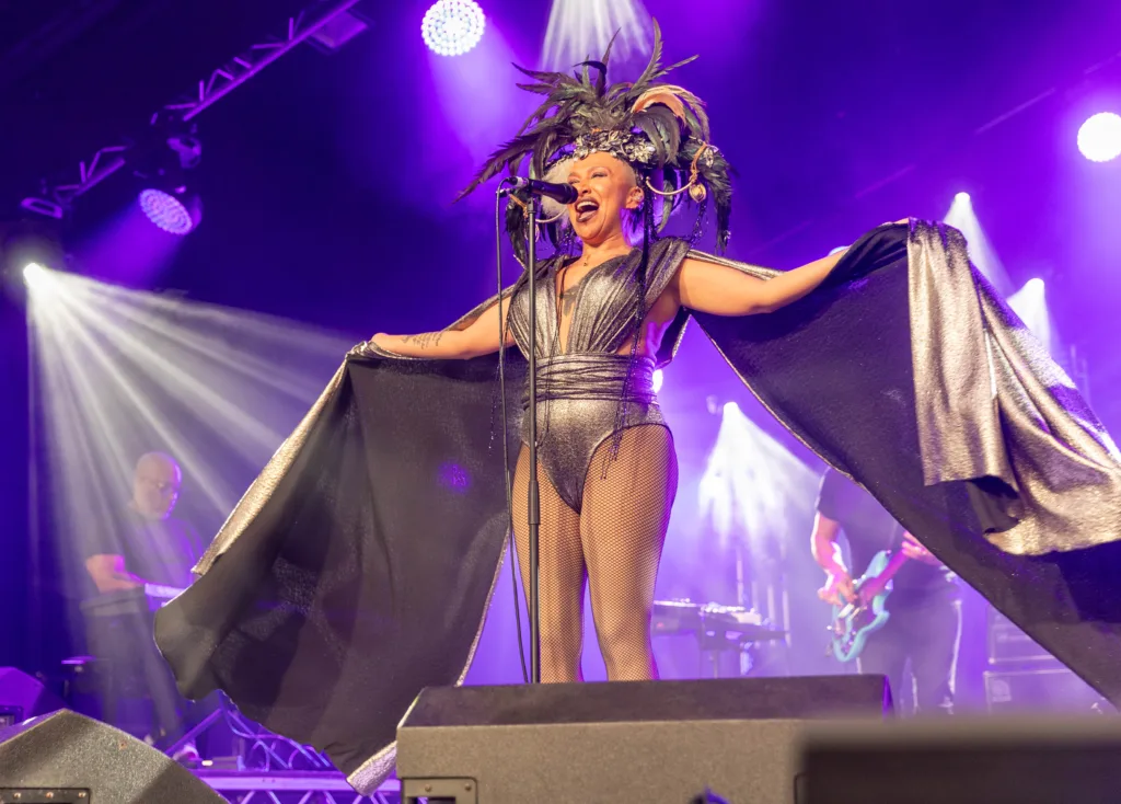 Marley Munroe AKA Lady Blackbird,Cambridge Folk Festival, Cambridge Friday 28 July 2023. Picture by Terry Harris.