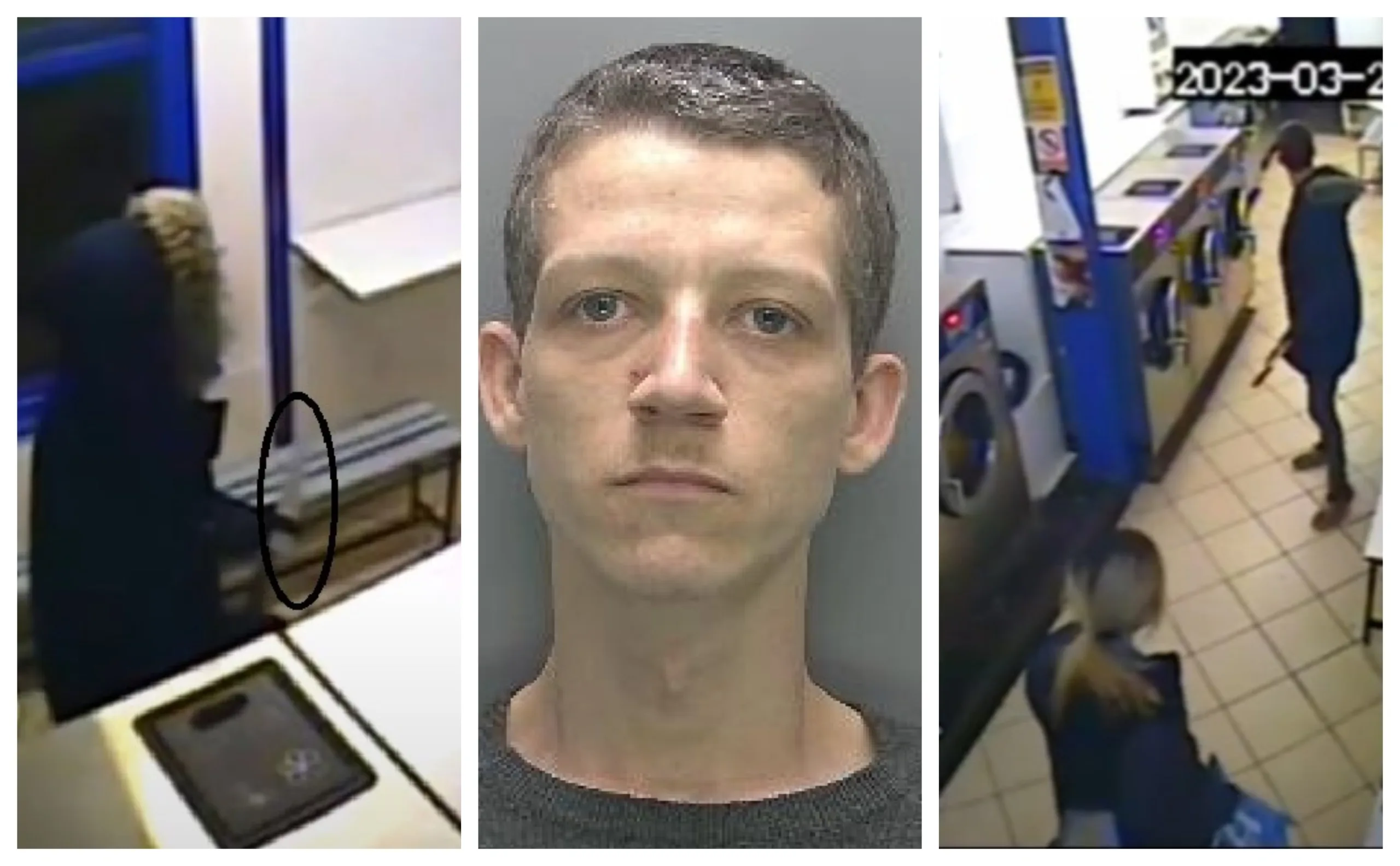 Joel Reed has been jailed for a robbery at a Cambridge launderette. He was caught on CCTV brandishing a knife.