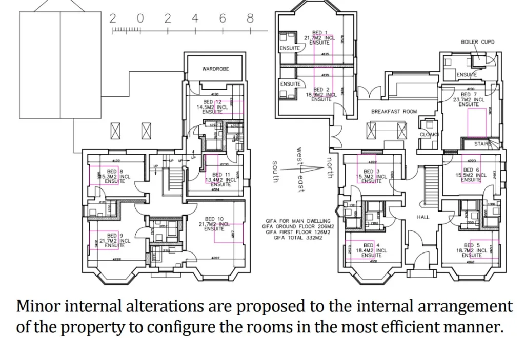 The floor plans show 12 rooms -7 of which are on the ground floor and accessible for people with mobility issues. 