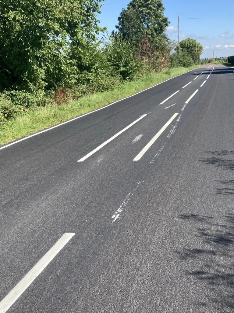 The B1043 where workmen were ‘outfoxed’ as they attempted to paint white lines. PHOTO: CambsNews reader