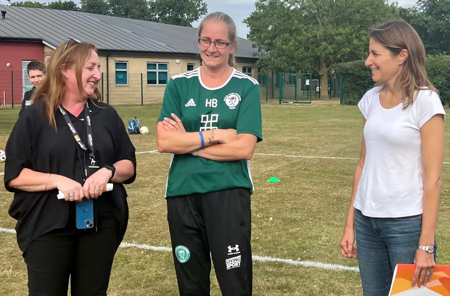 Lucy meeting the Soham Town Ranger U16’s Girls alongside the Living Sport Team