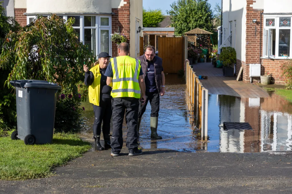 Peterborough Road, Farcet, where Anglian Water has been busy repairing a burst water main. Photo: Terry Harris 