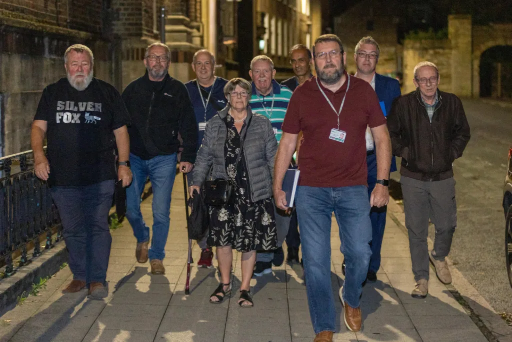 Opposition councillors met at Peterborough town hall, unwilling to speak on the record but clearly debating the moment when to vote to remove Cllr Wayne Fitzgerald as leader. The photo was dubbed ‘the magnificent 7’ by Cllr Fitzgerald. PHOTO: Terry Harris