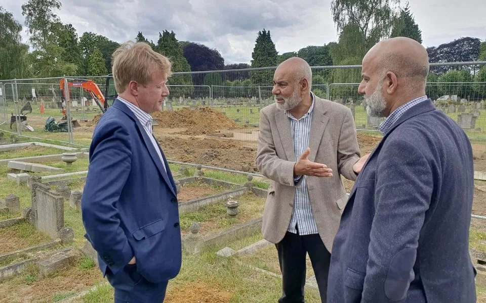 In July MP Paul Bristow went with Cllr Ishfaq Hussain and Ansar Ali to Eastfield Road Cemetery. “We went to see how flooding issues at one site have been resolved with a pump - how work is progressing in a new area - and how drainage issues will be tackled there,” said the MP.