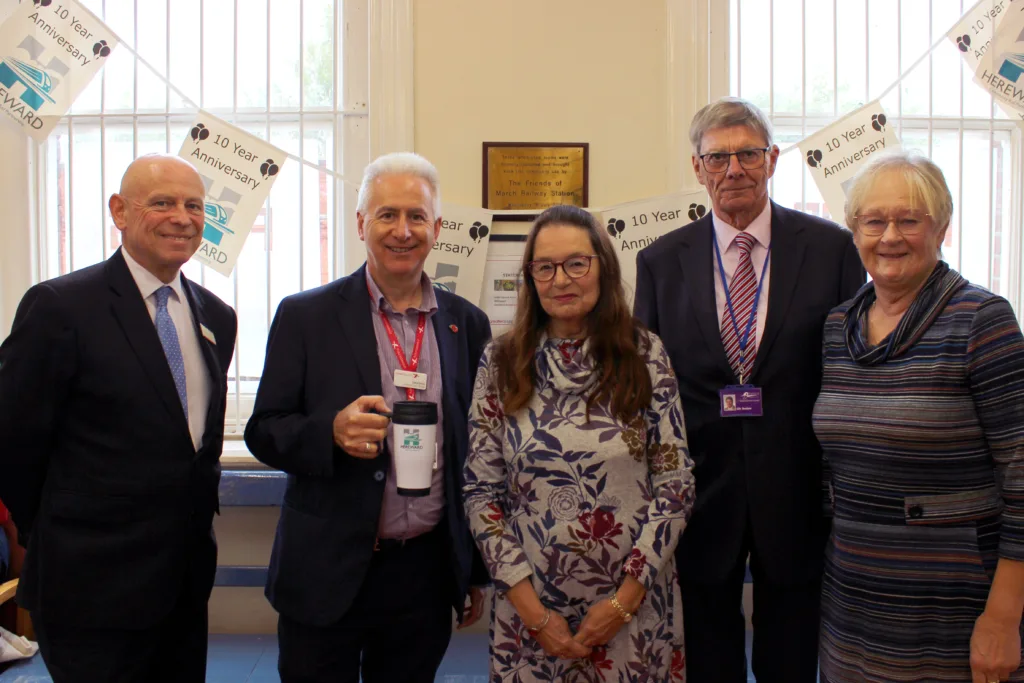 Hereward Community Rail Partnership board members. From left: Alan Neville, David Jones, Cllr Janet Coupland, Cllr Chris Seaton, Cllr Kay Mayor.