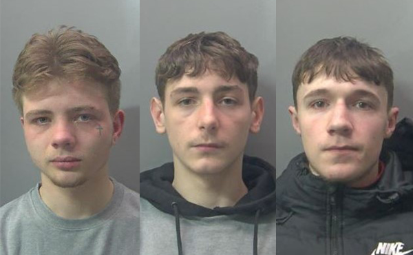 Tyler Eastabrook, 19, Harvey Carr, 18, and Weston Haylock, 18, began their spree on the evening of 8 January this year when they surrounded a Domino’s delivery driver in Viersen Platz.