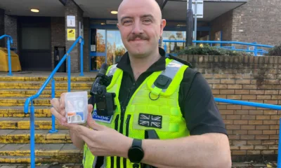 PC Sam Holliday of Peterborough city centre neighbourhood policing team demonstrating Naloxone. 