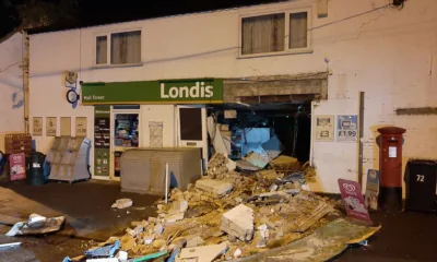 Aftermath of ram raid at Londis store, Soham.