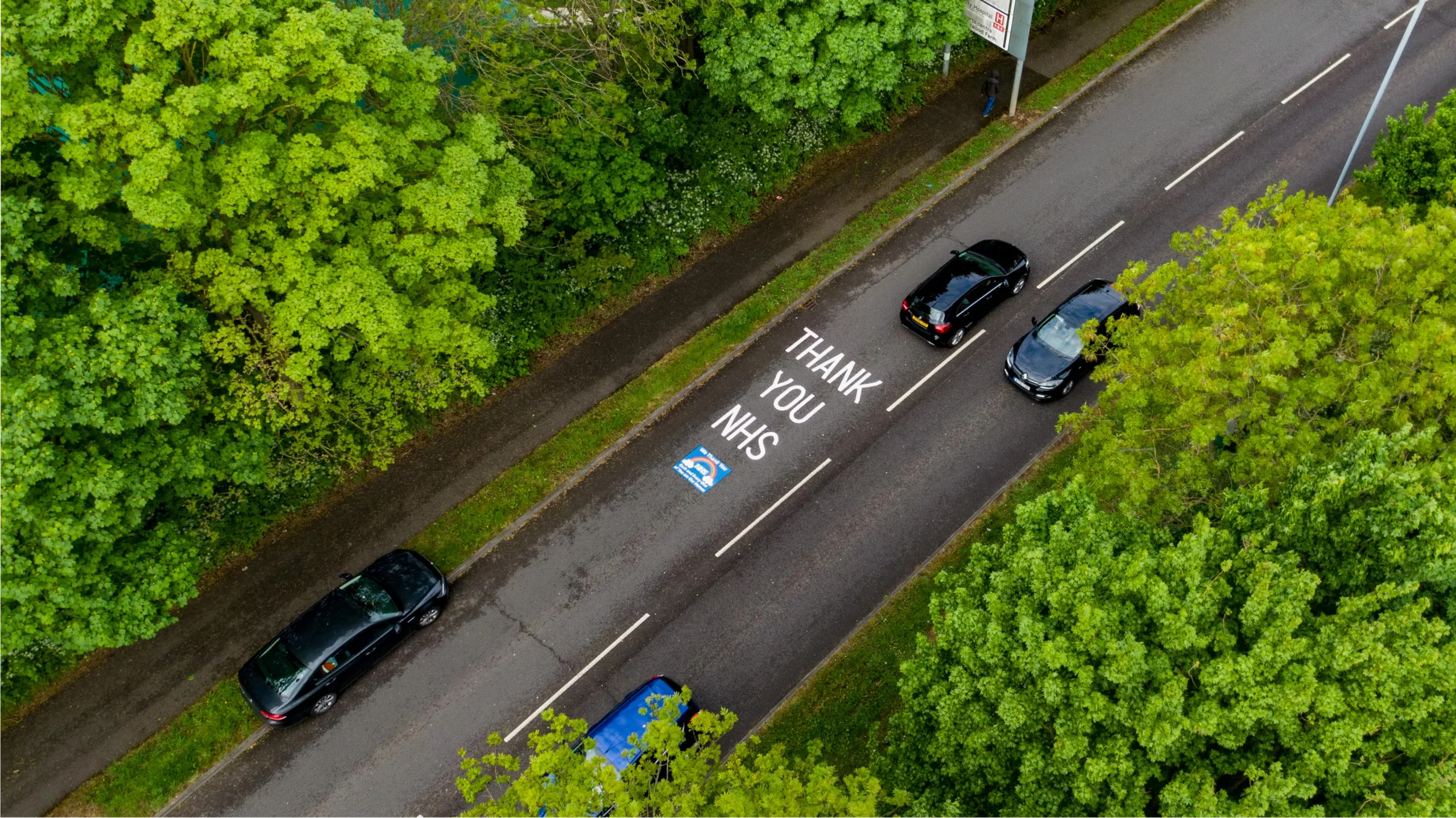 Flashback to 2020 and Covid when ‘Thank you NHS’ road markings outside hospitals, including Peterborough City Hospital. Hospitals remain under intense pressure and Labour says NHS waiting lists have trebled since Conservatives came to power 13 years ago. PHOTO: Terry Harris