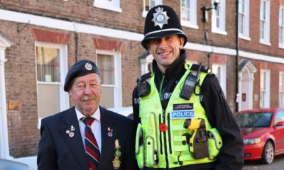 PC Justin Bielawski paid his respects and gave thanks at the Remembrance Day ceremony at the war memorial, Wisbech, on Sunday.