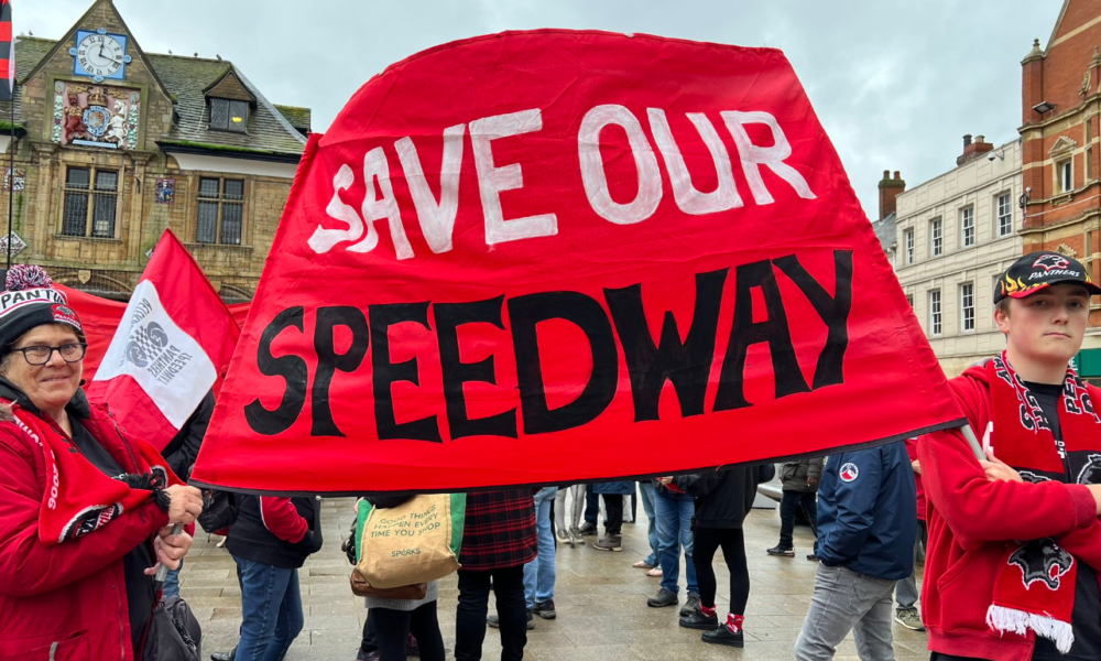 Save Our Speedway protest rally in Peterborough on Saturday November 18