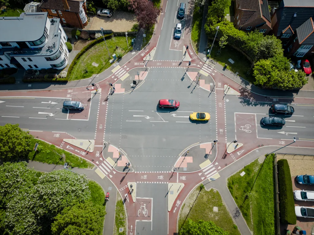 Aerial view of CYCLOPS Histon Rd. In total, 6,400m of footpaths, 8,000m of cycle lanes and 540m of bus lane have been created.