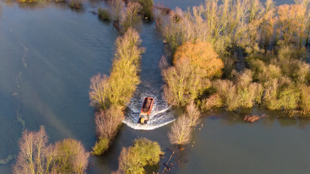  A1101 at Welney flooded: Diversions of up to 20 miles are recommended. PHOTO: Bav Media 