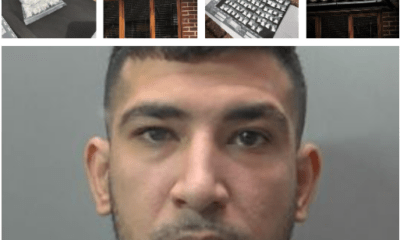 Alqasim Najib, 27, with photos of the cocaine bags that landed on the roof after he threw them from his bedroom window when police came calling.