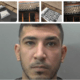 Alqasim Najib, 27, with photos of the cocaine bags that landed on the roof after he threw them from his bedroom window when police came calling.