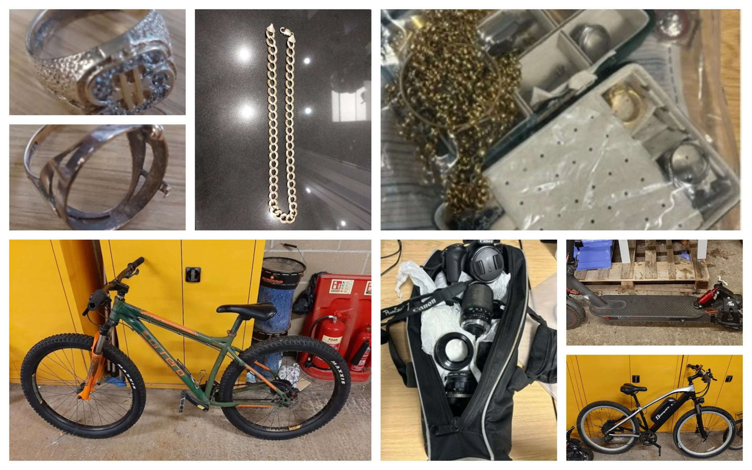 Photos released by Cambridgeshire police today of suspected stolen items found at a house in Peterborough