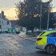 Church Terrace, Wisbech, today, which has been cordoned off. Blood has been seen on the pavement. Photo: CambsNews