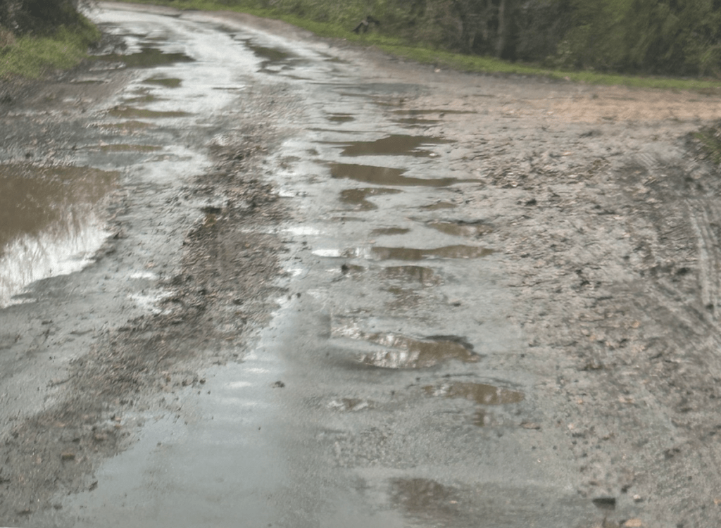 Potholes and flooding along Hook Road, Wimblington 