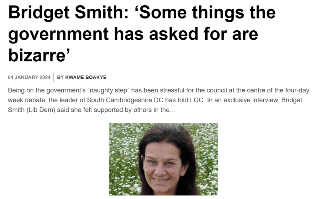 Cllr Bridget Smith spoke to the Local Government Chronicle (LGC) – the local government ‘bible’ – in which she says other local councils were also “appalled” by the “interference, overreach and micromanagement from central government”.