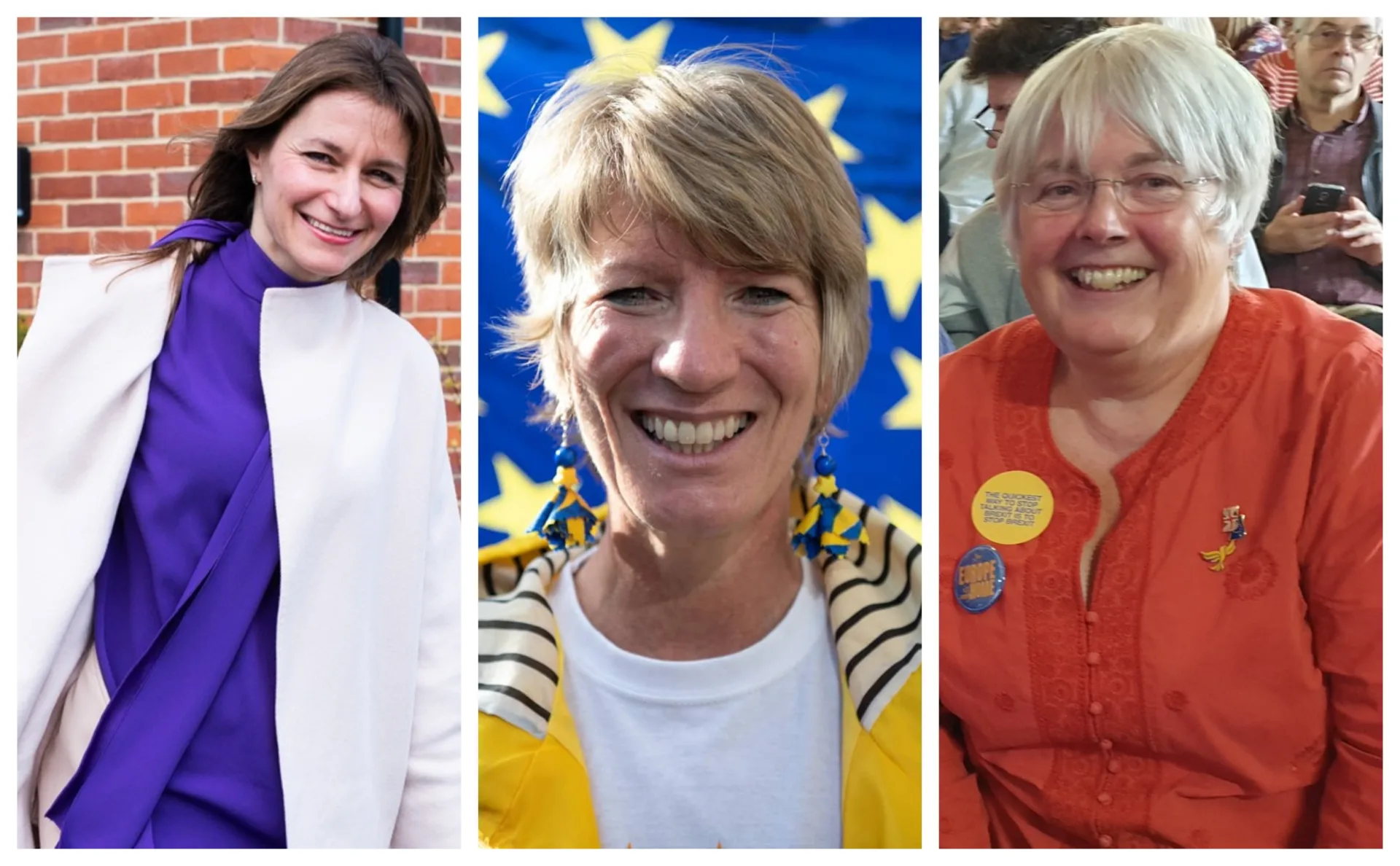 Winners and loser: Left: Tory MP Lucy Frazer, predicted to lose her seat to (right) Lib Charlotte Cane. Centre is Lib Dem Pippa Heylings predicted by YouGov to be the new MP for South Cambs.  