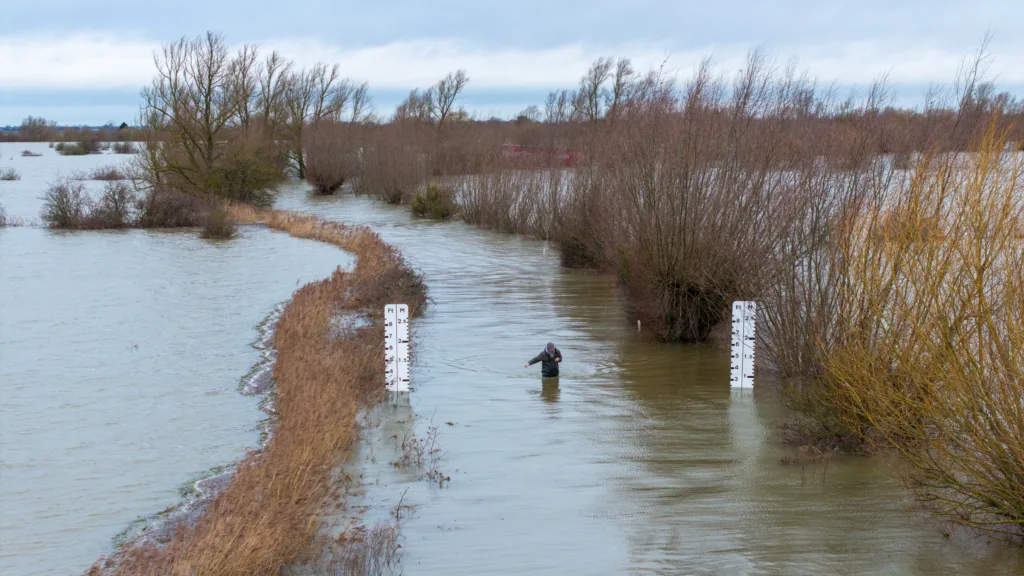 Recovery team from Manchetts were praised for their efforts in retrieving this cab and trailer that the driver was forced to abandon in the early hours of Monday on the flooded A1101 Welney Wash Road. PHOTO: Bav Media 