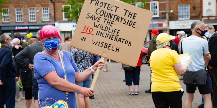 One of many protests organised by WisWIN to stop the incinerator from being built in Wisbech