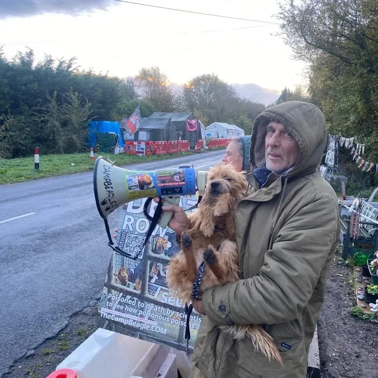 Camp Beagle wishes to close down MBR Acres, a huge beagle breeding factory near Huntingdon, which supplies about 2,000 puppies a year to toxicology testing laboratories across the UK. Above is John Curtin who has been banned from the area. PHOTO: Camp Beagle