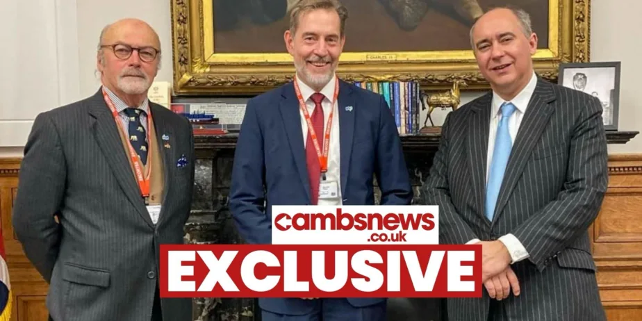 Lord Dominic Johnson, the Government investment minister (right) greeting (left) Paul Carey (managing director of MWW Environment) and Dr Hansjorg Roll (chief technology officer for MVV Energie) at Westminster. “I was delighted to speak to them about their business and future opportunities which can greatly benefit the UK’s current net zero climate aim,” said Lord Johnson.