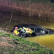 Emergency workers establish the car in the river at Prickwillow had no occupants