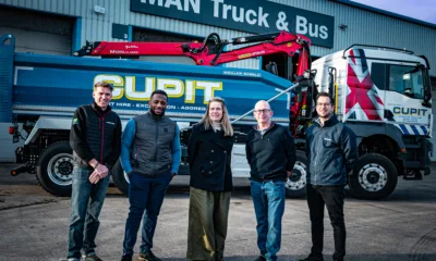 Peter Williams Manchetts operations manager, Jerome Mitchell MAN network manager, Eva Evans MAN head of network and strategic development, Robert Manchett director, Aaron Woods Manchetts operations manager at Sleaford.