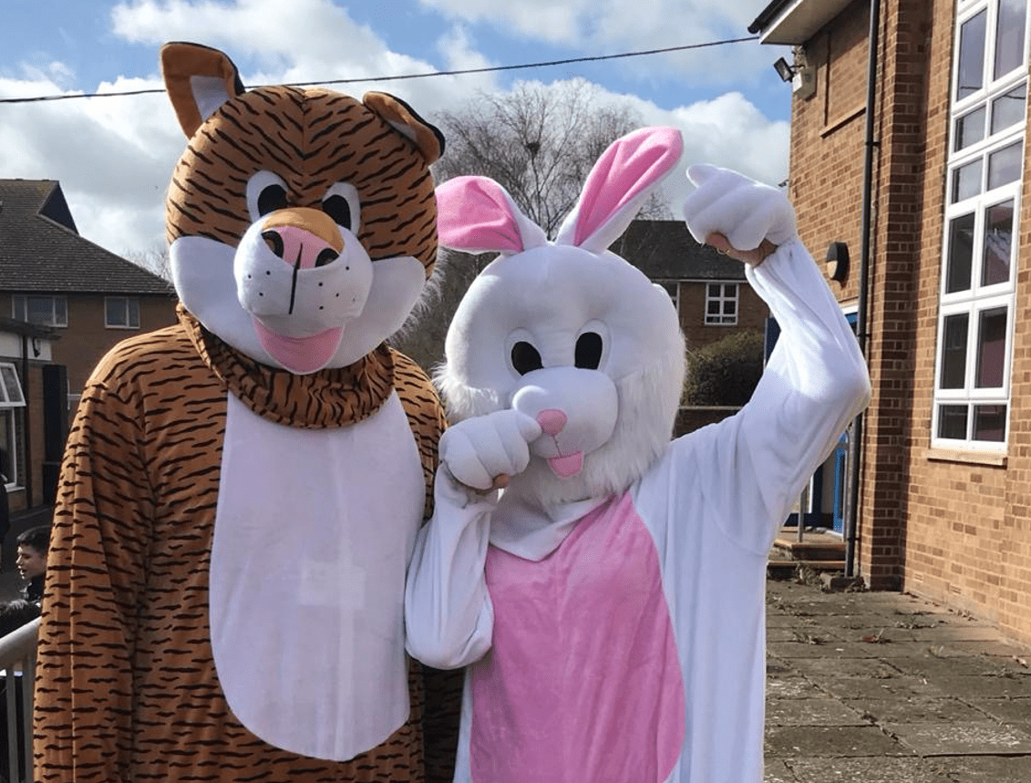 Teachers dressed in costumes from head to toe to keep their identities secret