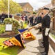 Eastrea near Whittlesey commemorated the 80th anniversary of the night a Lancaster bomber crashed into a farmer’s field in the village, killing all 8 crew men. Only one body was recovered. A special plaque was erected at the Eastrea war memorial., Eastrea, Peterborough Friday 19 April 2024. Picture by Terry Harris.