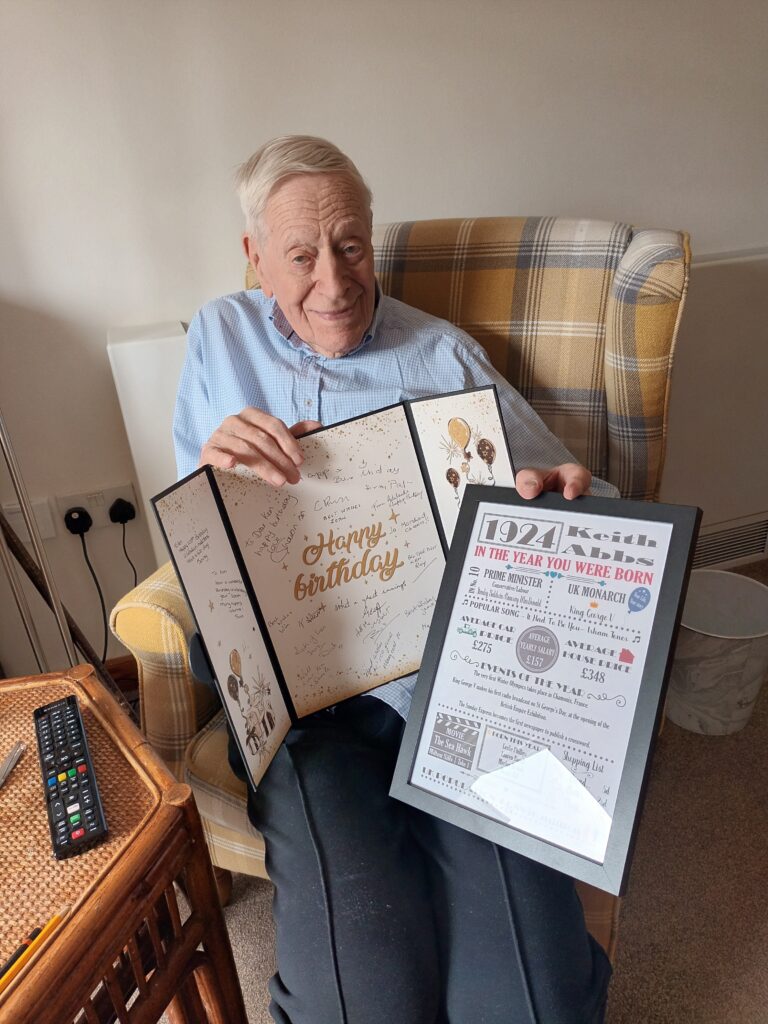 Ken Abbs celebrated his 100th birthday at Ness Court, Burwell, a retirement community run by Sanctuary Supported Living
