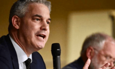 MP Steve Barclay in March 2020 addressing a public meeting opposed to the mega incinerator in Wisbech.