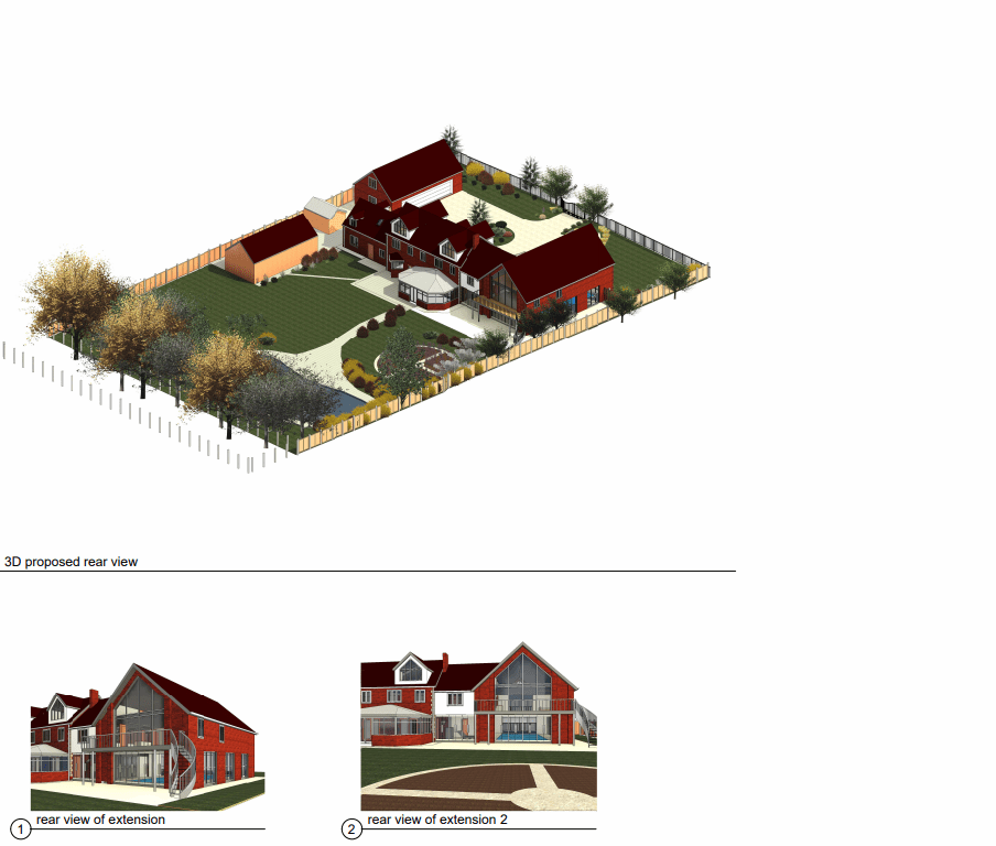 3D images of the proposed extension to Chestnut House North Side Thorney Peterborough put forward in the application to Peterborough City Council 