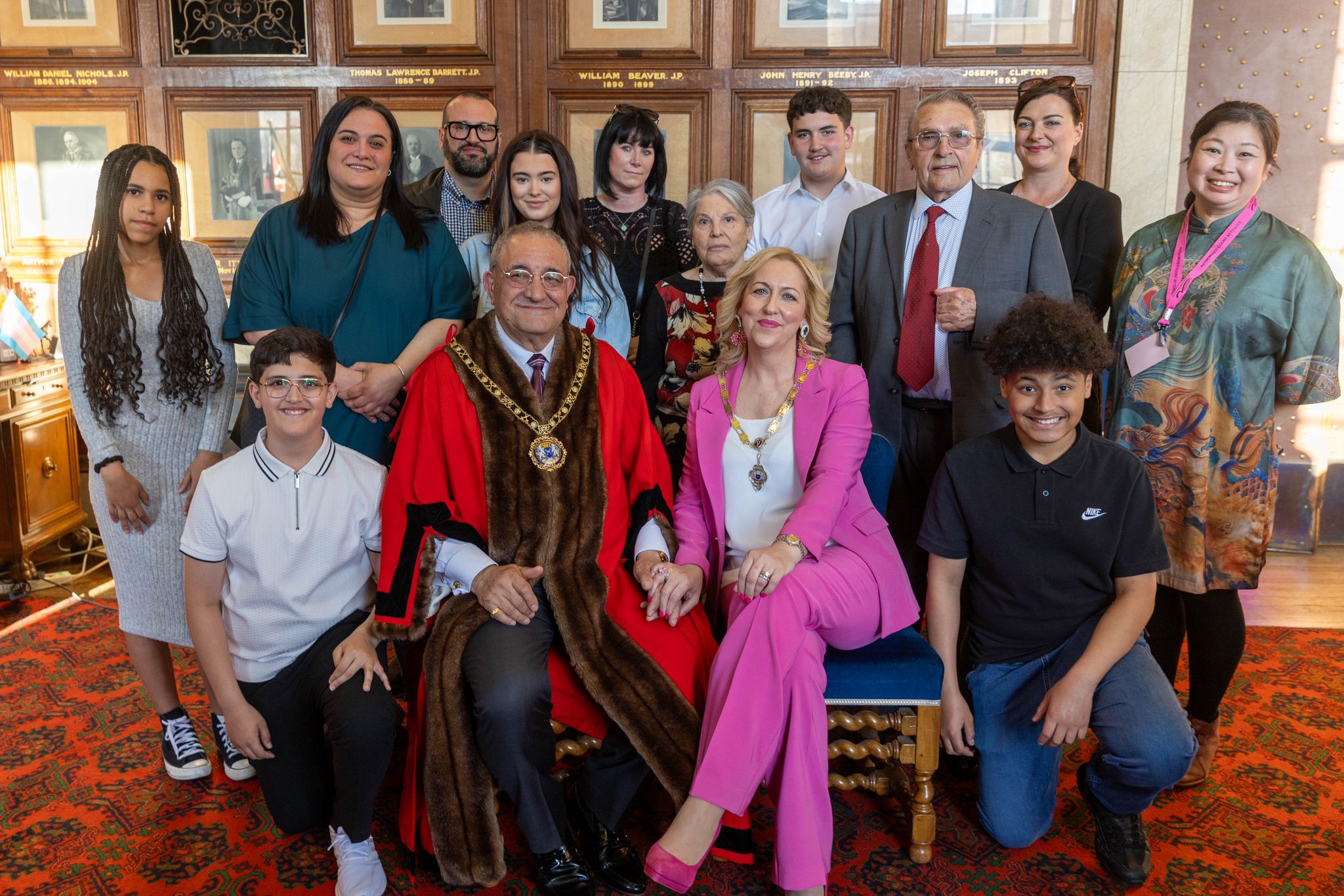 Cllr Marco Cereste, surrounded by family and friends, is believed to be the first person of Italian ethnicity to be elected mayor of a British city. PHOTO: Terry Harris