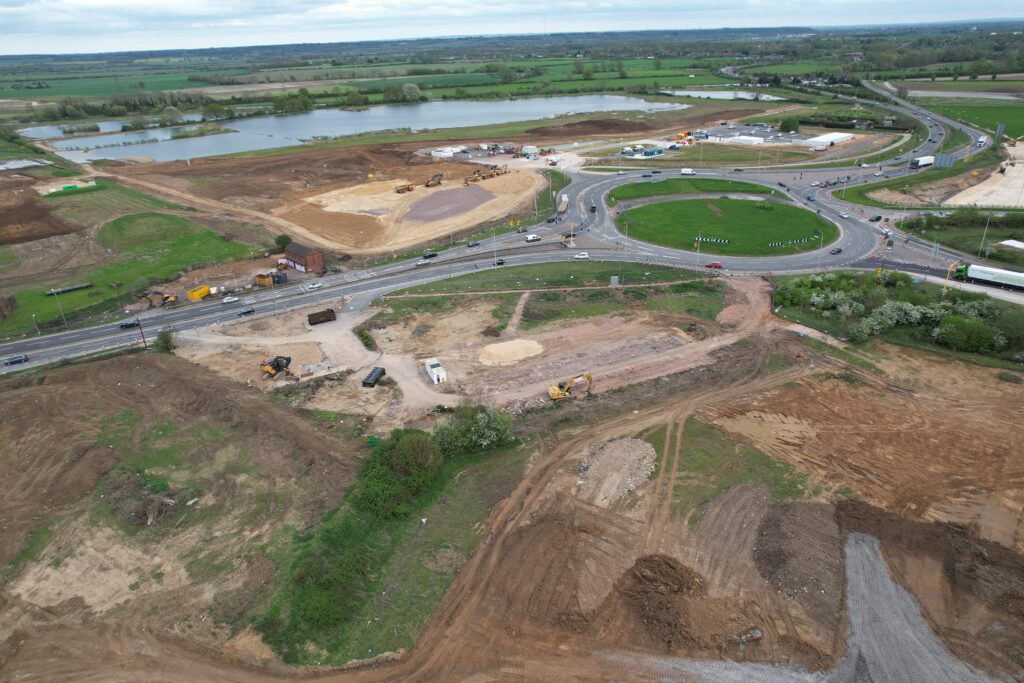 Work on the £1bn highways improvement scheme under way. PHOTO: Drone Photos Sandy 