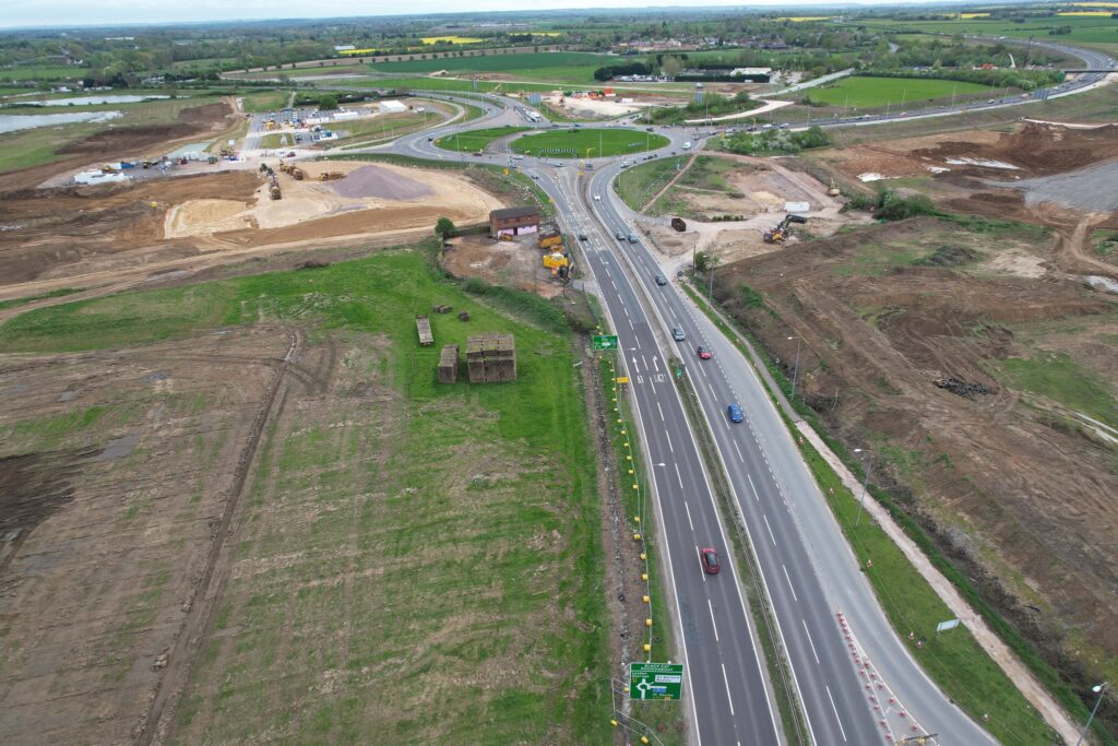 Work on the £1bn highways improvement scheme under way. PHOTO: Drone Photos Sandy 