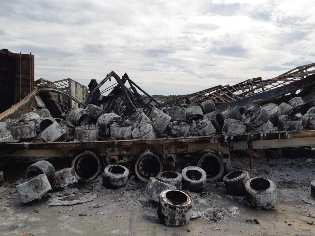 Fire fighters were called at about 7pm on 29 August 2019 with reports of the blaze at Hotpoint in Celta Road. Damage was caused to 48 trailers. No one was injured during the incident.