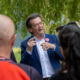 From punk rock to clean water campaigner: Feargal Sharkey in Peterborough on Monday to support Labour candidate Andrew Pakes. PHOTO: Terry Harris