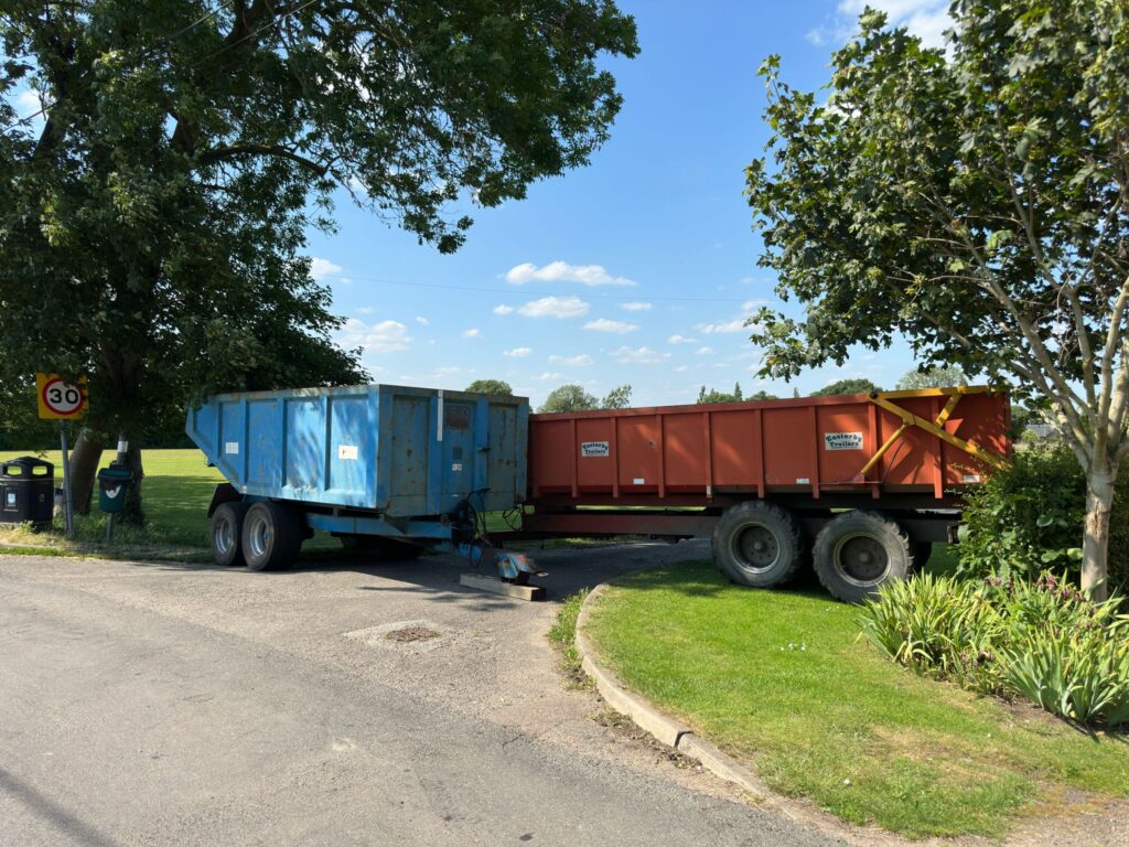 Large trailers have been placed across the entrance to the Pymoor rec 