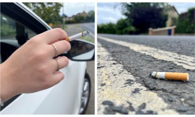 Motorists who throw cigarette butts out of car windows are being warned to stop littering after two people were fined £400 each.