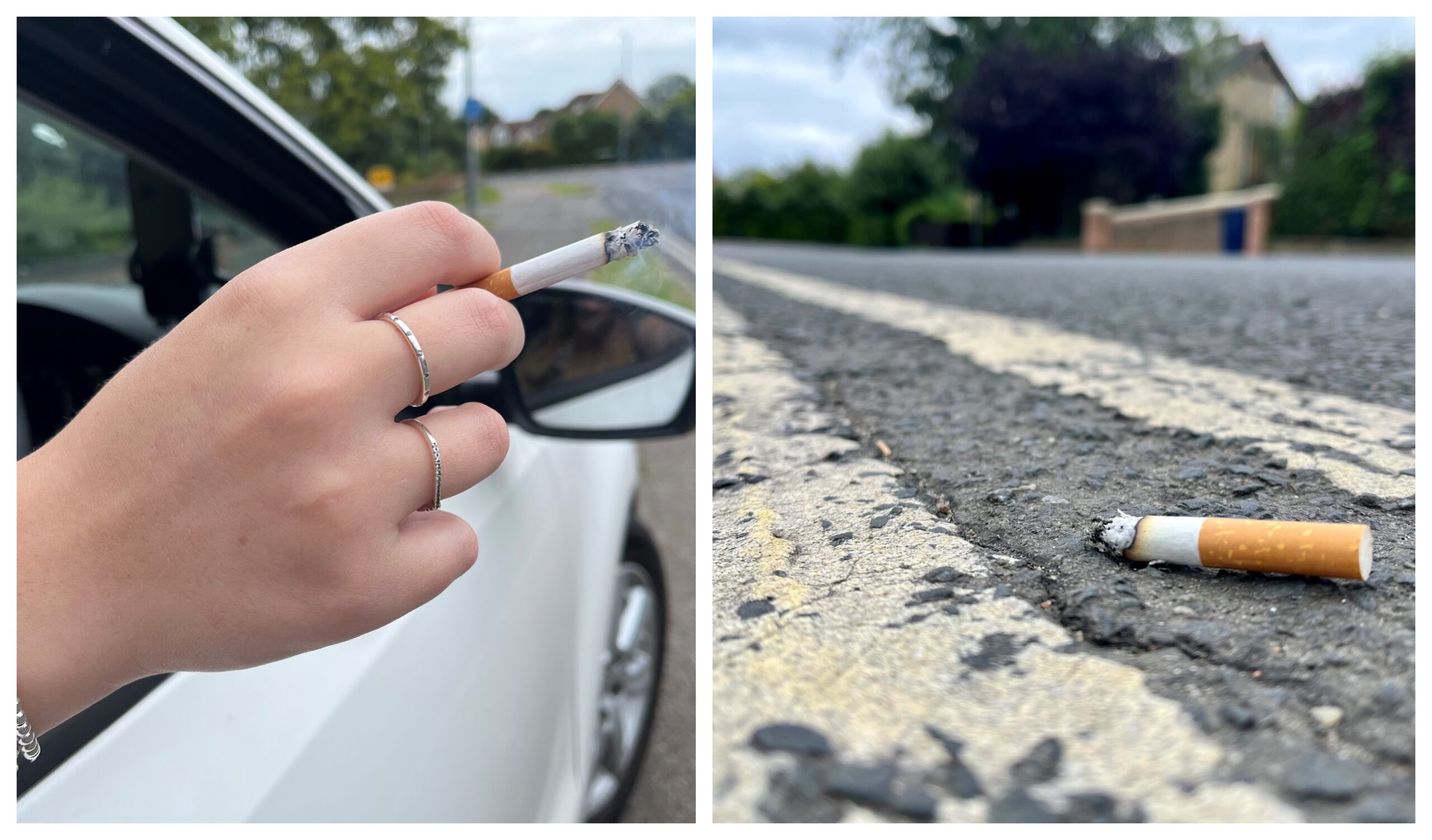 Motorists who throw cigarette butts out of car windows are being warned to stop littering after two people were fined £400 each.